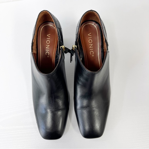 Vionic Linda Croc Leather Heeled Shootie Booties 7 - Picture 6 of 8